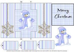 Snowman in Blue - Swing Card