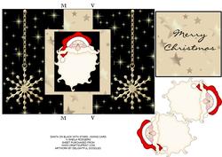 Santa on Black with Stars - Swing Card