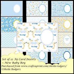 NEW BABY BOY - SET OF 12 A5 INSERTS