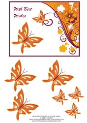 Orange Butterflies on Flower Swirls