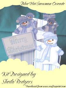 Blue Hat Snowman Cascade Card Kit
