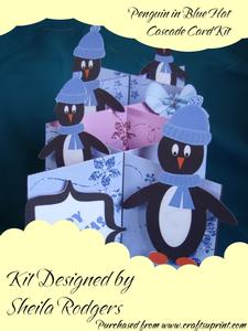 Penguin in Blue Hat Cascade Card Kit