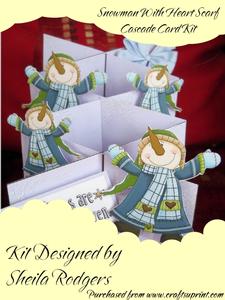 Snowman with Heart Scarf Cascade Card Kit