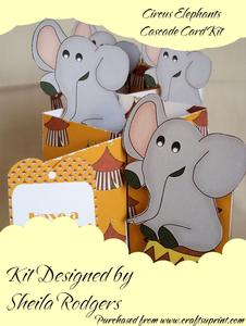 Circus Elephants Cascade Card Kit