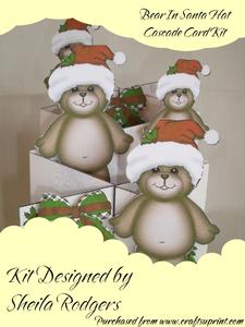 Bear in Santa Hat Cascade Card Kit