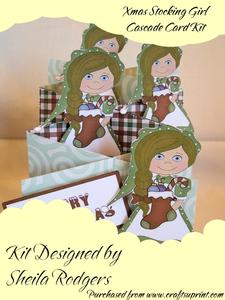 Xmas Stocking Girl Cascade Card Kit