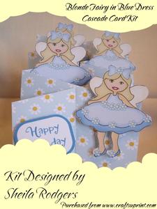 Blonde Fairy in Blue Dress Cascade Card Kit