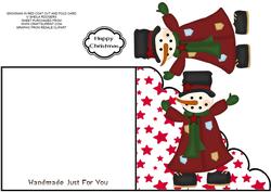 Snowman in Red Coat Cut and Fold Card
