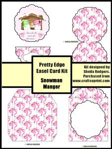 Pretty Edge Easel Card Kit Snowman Manger