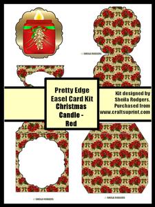 Pretty Edge Easel Card Kit Christmas Candle - Red