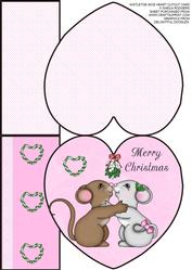 Mistletoe Mice Heart Cutout Card