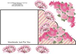 Pink Flowered Butterflies Cut and Fold