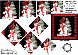 Snowman on Red and Black Star Pyramid