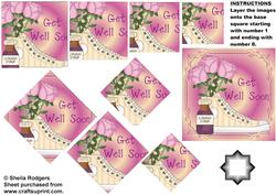 Pink Roses and Boot Get Well Soon Star Pyramid