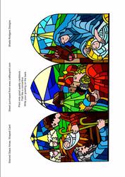 Stained Glass Xmas Nativity, Shaped Card