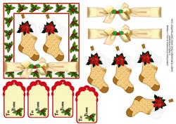 Christmas Stockings in Holly Frame