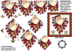Santa with Teddy in Candy Canes Star Pyramid