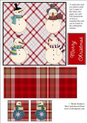 Snowmen on Tartan Exploding Card