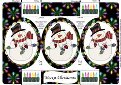 Snowman with Fairy Lights Oval Pop Out