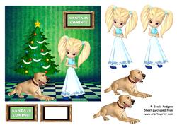 Girl and Dog Waiting for Santa