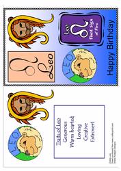 Zodiac Leo Card July 23 - Aug 21