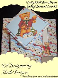 Teddy with Bear Slippers Stubby Diamond Top Card Kit