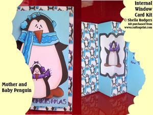 Mother and Baby Penguin Internal Window Card Kit