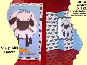 Sheep with Flower Internal Window Card Kit