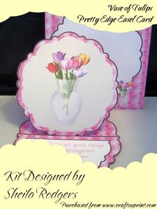 Vase of Tulips Pretty Edge Easel Card Kit