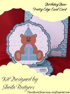 Birthday Bear Pretty Edge Easel Card