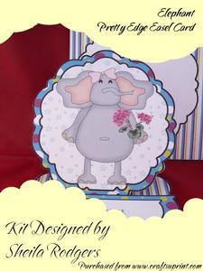 Elephant Pretty Edge Easel Card