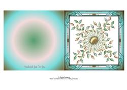 Daisy with Aqua Glass Leaves Cut and Fold