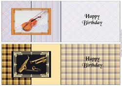 Two Musical Instrument A6 Fold Back Cards