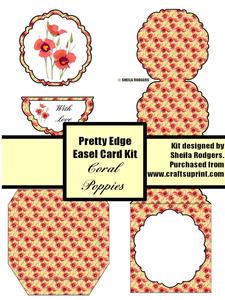 Coral Poppies Pretty Edge Easel Card Kit