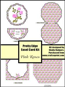 Pink Roses Pretty Edge Easel Card Kit