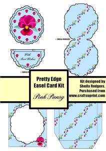 Pink Pansy Pretty Edge Easel Card Kit Front