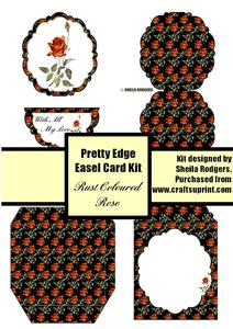 Rust Coloured Rose Pretty Edge Easel Card Kit