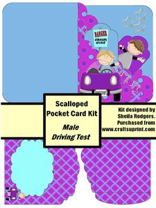 Male Driving Test Scalloped Pocket Card Kit