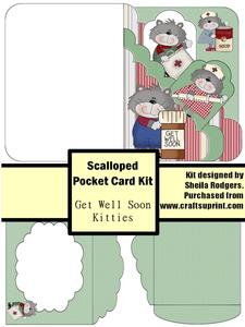 Get Well Soon Kitties Scalloped Pocket Card Kit