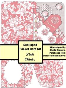 Pink Chintz Scalloped Pocket Card Kit
