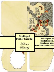 Autumn Butterfly Scalloped Pocket Card Kit