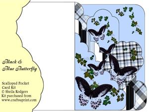 Black and Blue Butterfly Scalloped Pocket Card Kit