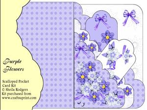 Purple Flowers Scalloped Pocket Card Kit