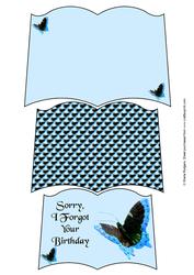 Open Book Blue and Black Butterfly Belated Birthday