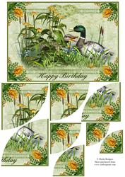 Pair of Mallards in Flowers