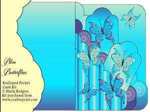 Blue Butterflies Scalloped Pocket Card Kit