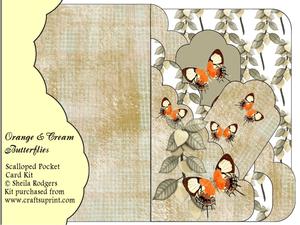 Orange and Cream Butterflies Scalloped Pocket Card Kit