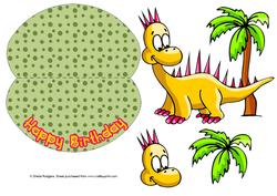 Yellow Dinosaur Wobble Card