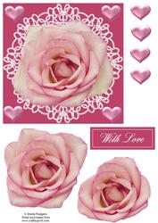 Pink Rose on Lace Doily