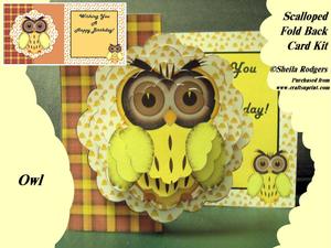 Owl Scalloped Fold Back Card Kit